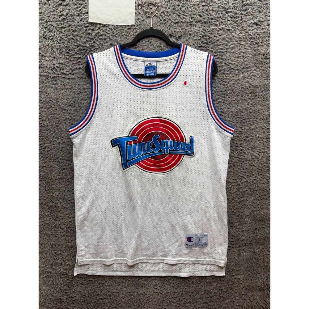 Vintage Champion Space Jam Tune Squad Daffy Duck Basketball Jersey White Size L